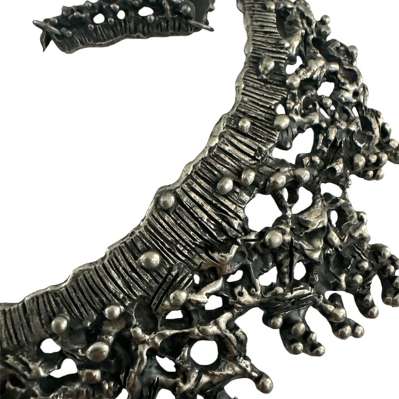 Vintage Guy Vidal Bib Necklace Pewter Modernist Brutalist 70's - Picture 5 of 10